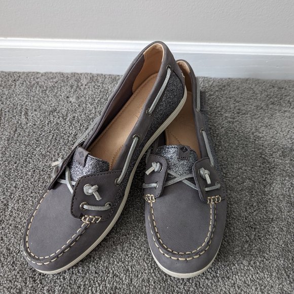 Sperry Shoes - Sperry Top-Sider Boat Shoes Gray Glitter - Size 8.5